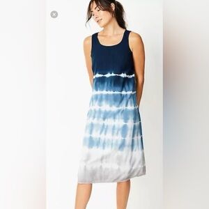 Pure J Jill Dress Womens Large Blue Tie Dye Sleeveless Boho Coastal